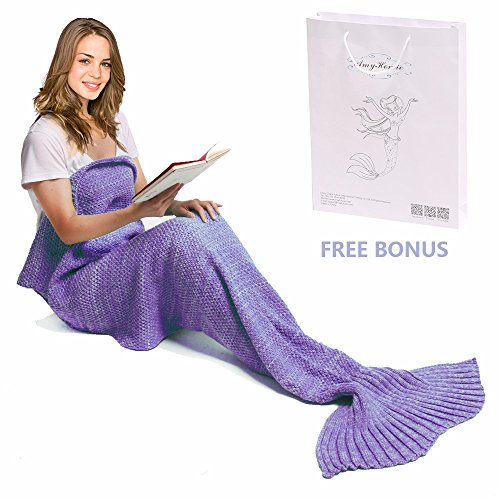 Meerjungfrau Decke, Amyhomie Handgemachte häkeln meerjungfrau flosse decke für Erwachsene, Mermaid Blanket alle Jahreszeiten Schlafsack