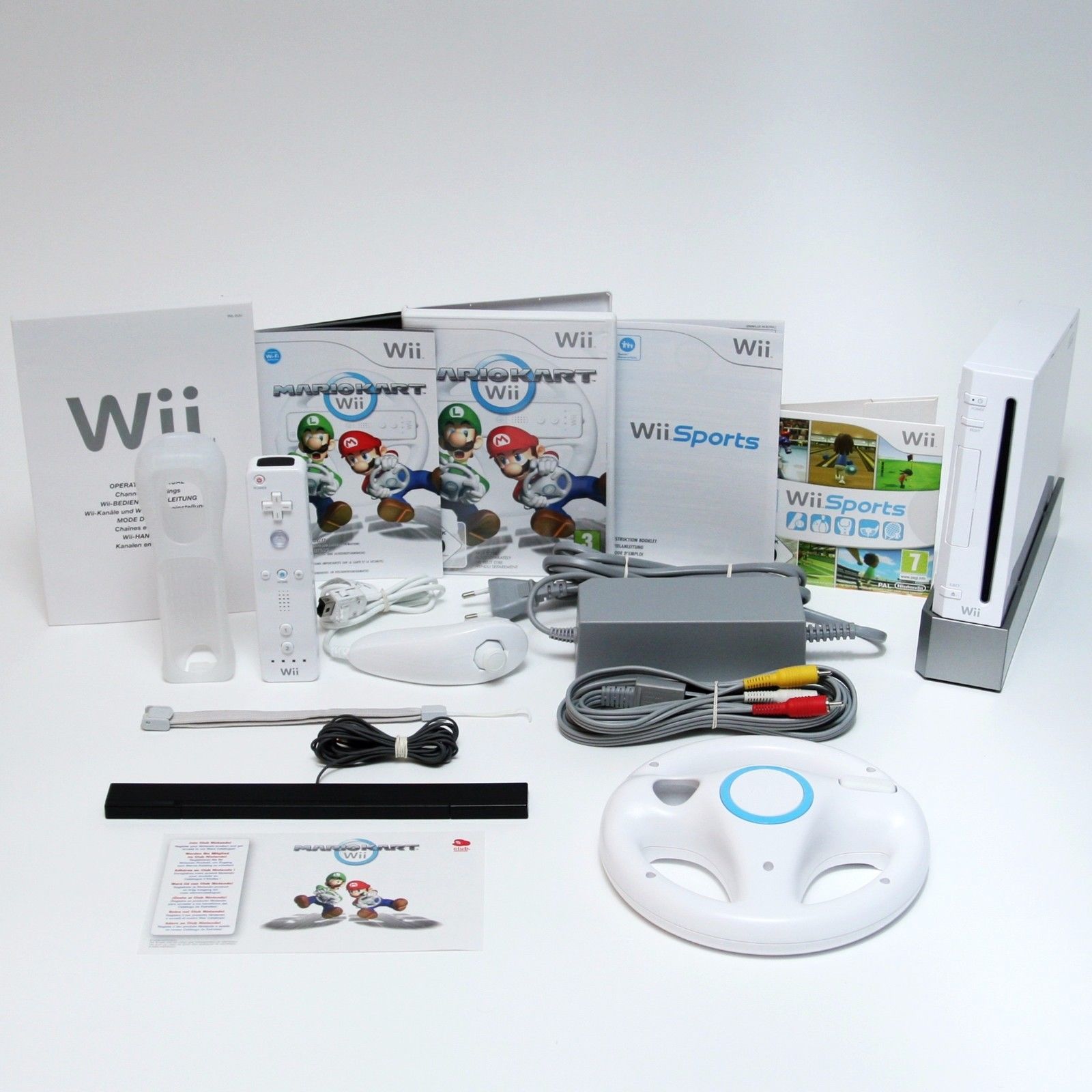 Nintendo Wii Mario Kart & Sports Spielkonsole für 1 Spieler Starterset in Weiß #