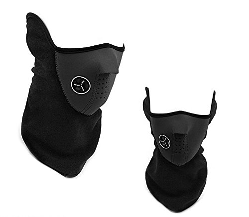 SKL Neopren Winter Ski Maske aus Baumwolle Neck Warmer Fleece-Schutz ausgestattet mit Klettverschluss, verstellbarer belüftet Schließen Biker Motorrad Facemask schwarz schwarz