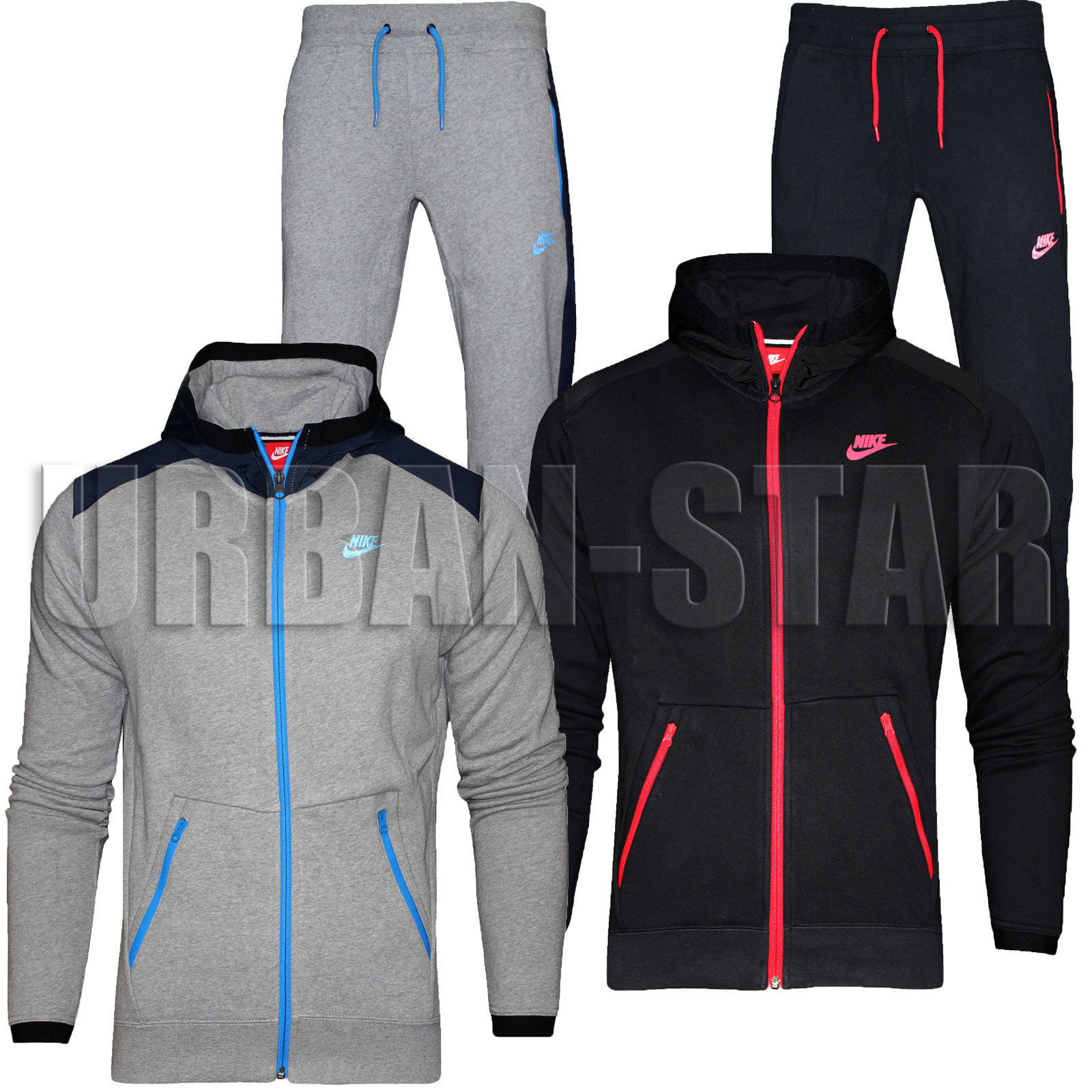 Nike Mens Full Tracksuit Fleece Hooded Jogging Bottms Joggers - S M L XL