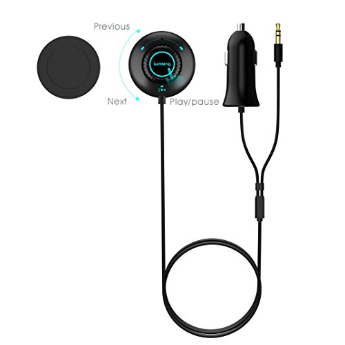 Lumsing 4.0 Empfänger Freisprecheinrichtung Bluetooth Car Kit Musik Empfänger mit Freisprechfunktion (AUX 3,5 mm, Dual USB Ports, Mehrgeräteanschluß, Magnetische Halterungen) für Smartphones