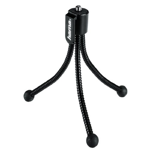 Hama Handliches Mini-Stativ mit flexiblen Beinen und Befestigungsclip, Flexi M, Schwarz