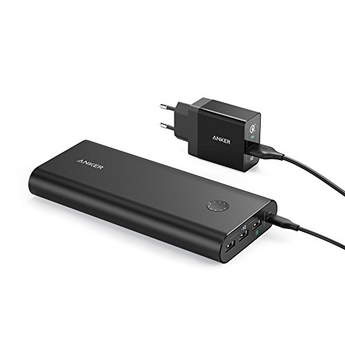 Anker PowerCore+ 26800mAh Premium Externer Akku USB Ladegerät Kombo mit Qualcomm Quick Charge 3.0 und Power IQ, Aluminium mit hoher Kapazität 3-Port Powerbank, 2x schneller wiederaufladbar (Schwarz)