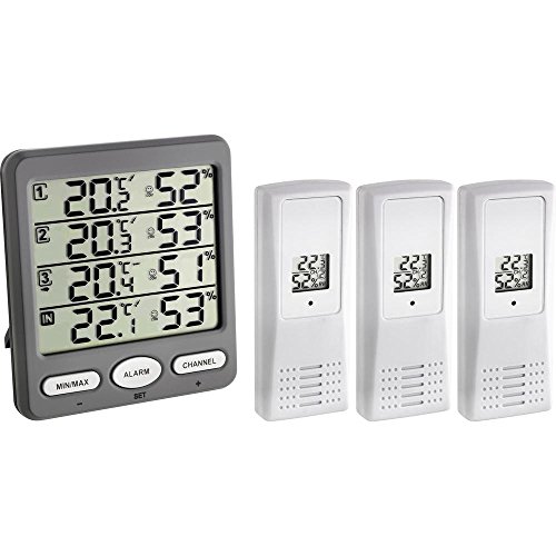 TFA Dostmann Funk-Thermo-Hygrometer, Klima-Monitor, grau