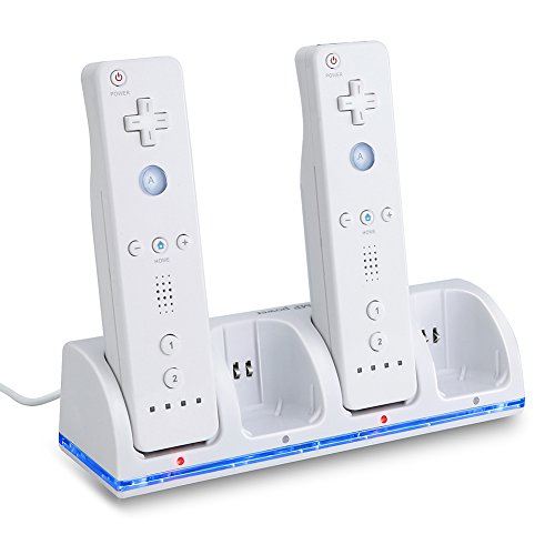 Mondpalast @ Ladegerät Dockingstation Lader Ladestation + 4 x 2800mAh Qualitäts AKKU für Nintendo Wii Remote Controller
