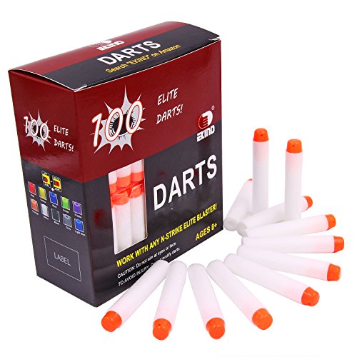 EKIND 100er Fluoreszenz Darts Nachfüllpack Für alle NERF N-Strike Elite Blaster (Weiß)