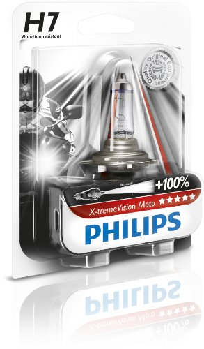 Philips 12972XVBW X-treme Vision Moto H7 Motorrad-Scheinwerferlampe, 1-er Blister