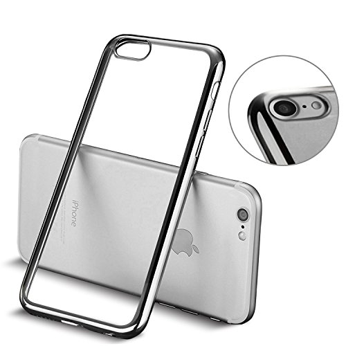 iPhone 7 hülle, Mture Tasten Schutzhülle iPhone 7 Case Cover Bumper Anti-Scratch Plating TPU Silikon Durchsichtig Rückschale für iPhone 7 Handyhülle (Silber)