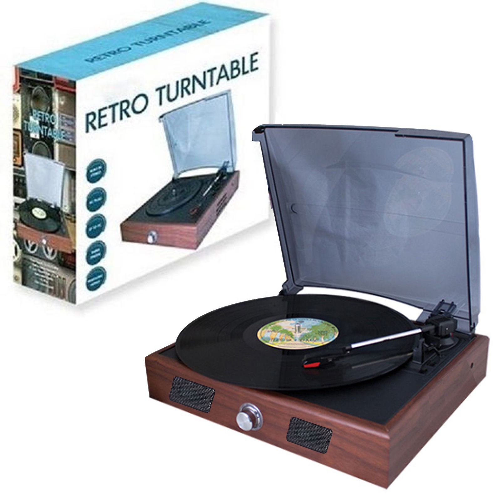 Retro 3 Speed Record Player Vinyl Turntable Built In Speakers USB To PC