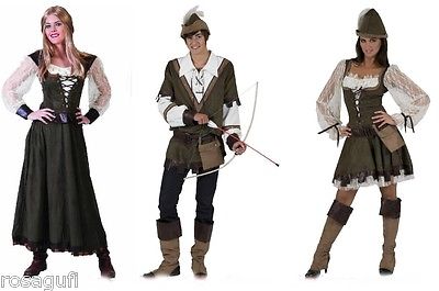 Robin Hood Damen o.Herren Kostüm Mittelalter Kleid Larp Karneval Wildlederoptik 