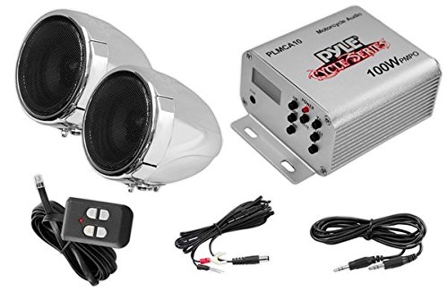 Pyle 100 Watt Wetterfeste Lautsprecher und Verstärker mit zwei 3-Zoll-Lautsprecher, AUX(3,5 mm)