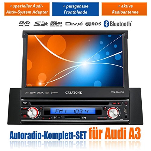 1DIN Autoradio CREATONE V-7260DG für Audi A3 8P (2003 - 2013) mit Touchscreen, Navigation GPS, Bluetooth, DVD-Player und USB/SD-Funktion
