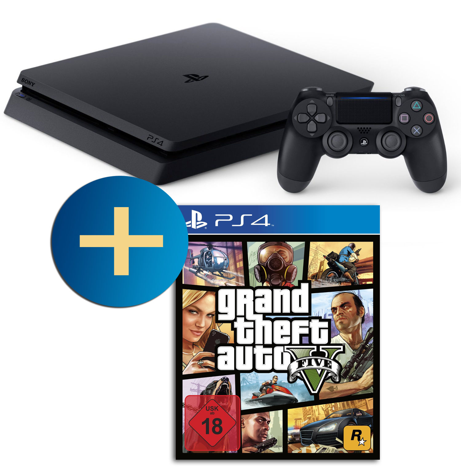 Sony PlayStation 4 500GB slim (PS4) + Controller + Grand Theft Auto V - GTA 5
