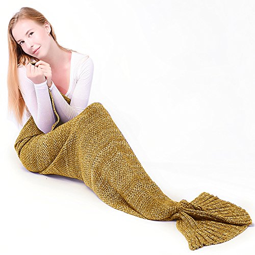Meerjungfrau Decke, Noza Tec Handgemachte häkeln meerjungfrau flosse decke für Erwachsene, Mermaid Blanket alle Jahreszeiten Schlafsack