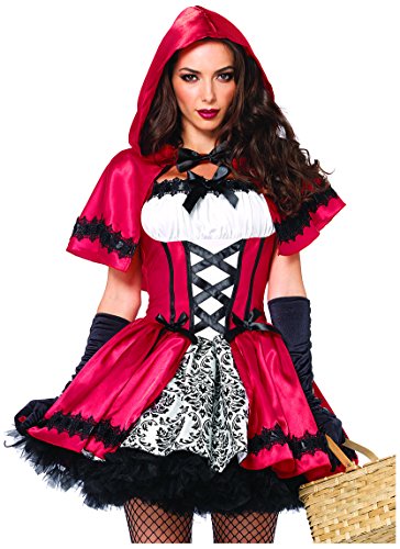 Leg Avenue 85230 - 2Tl. Kostüm Set Gothic Riding Hood, Kostüm Damen Karneval rot/weiß, M (EUR 38-40)