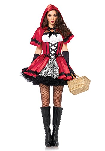 Leg Avenue 85230 - 2Tl. Kostüm Set Gothic Riding Hood, Kostüm Damen Karneval rot/weiß, S (EUR 34-36)