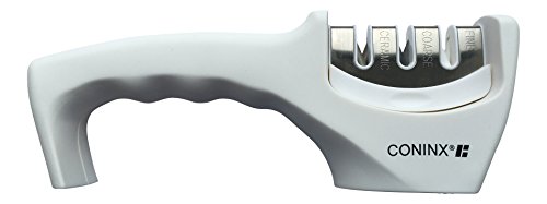 Messerschärfer/Messerschleifer/Knife Sharpener Coninx mit 3 Stufen - weiß - Messer schärfer für Edelstahl- & Keramikmesser aller Größen
