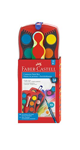 Faber-Castell 125029 - Farbkasten Connector mit 24 Farben, inklusive Clic and Go Pinsel, Größe 4