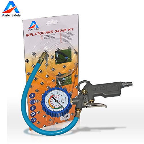 Auto Safety Reifendruckmessgerät, strapazierfähig, für Auto & Motorrad, mit gerader & rechtwinkliger Spannschraube, Reifenfüller Reifendruck Kompressor Druckluftpistole Manometer - blau