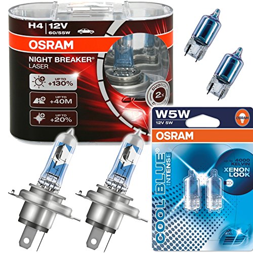 Osram Night Breaker Laser H4 12V 60/55W + W5W Cool Blue Intense