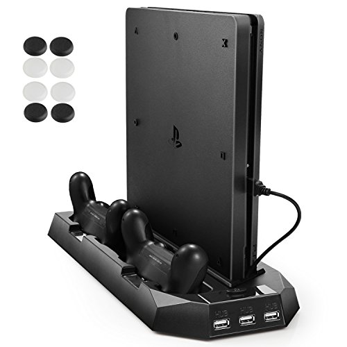 PECHAM Ladestation Lüfter USB Hub Vertical Stand Standfuß Kühler für ?PS4 Slim) PlayStation 4 - Multifunktionsstation
