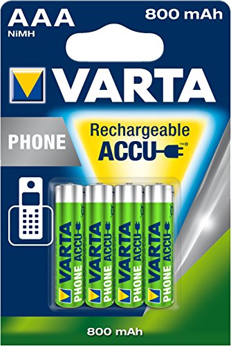 Varta Ready2Use wiederaufladbarer Phone Micro Ni-Mh Akku (AAA, 800mAh, 4-er Pack)