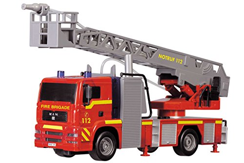 Dickie Toys 203715001 - City Fire Engine, Feuerwehrauto mit manueller Wasserspritze, 31 cm