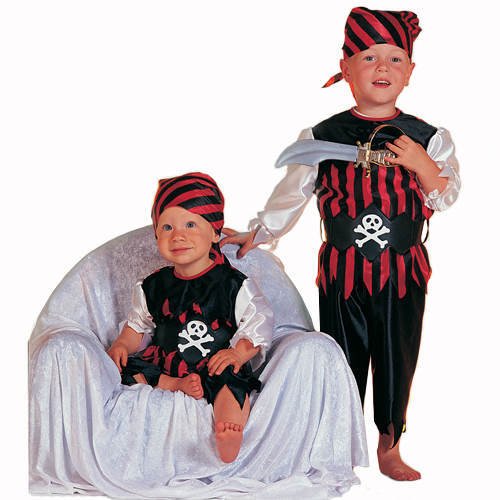 Kleinkind-Kostüm Pirat, rot-schwarz, Gr. 80-86