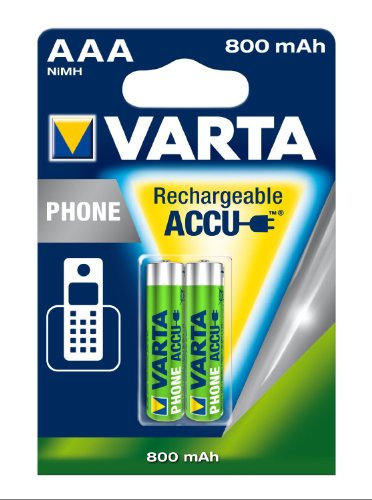 Varta Phone Accu AAA Micro Ni-Mh Akku  (2-er Pack, 800 mAh, geeignet für schnurlose Telefone)
