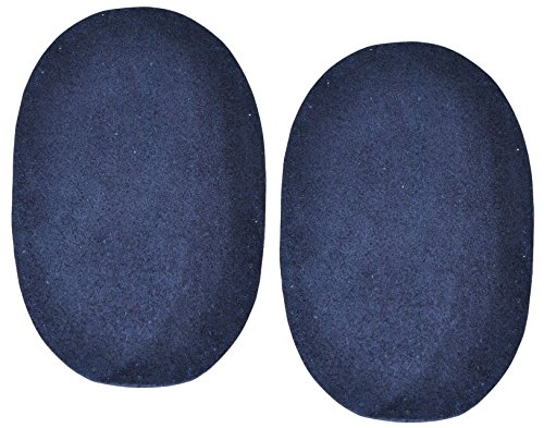 2 Stk. Wildleder - echtes Leder - Flicken - dunkel blau - 10 cm * 15,5 cm - oval - zum Aufnähen Aufnäher / Applikation XL Format