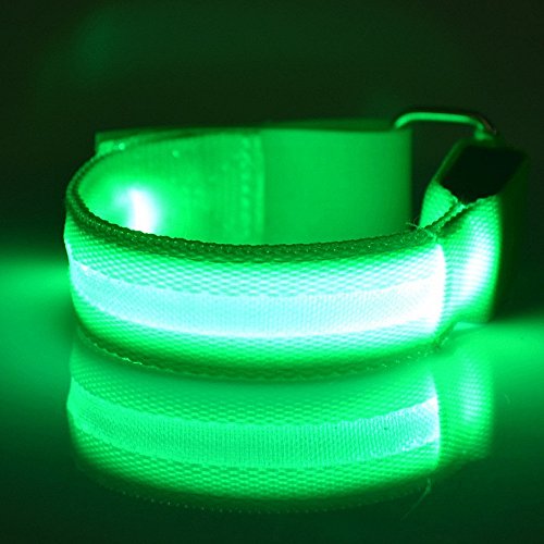 Namsan LED-Licht Armband sicher Walking / Laufen Flashing Schweißband, Nacht Radfahren Jogging Reflektierende Armband verstellbaren Visible Outdoor-Enthusiasten Beleuchtung Hip-Hop Performance Props,Grün