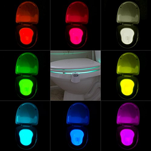 Colleer WC Nachtlicht Motion Sensor LED Licht Batteriebetriebenes LED 8 Farben Wechsel (1)