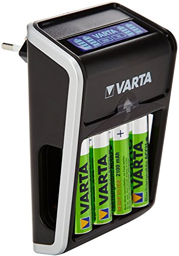 Varta LCD Plug Ladegerät für AA/AAA/9V und USB-Geräte (inkl. 4x AA 2100 mAh) schwarz