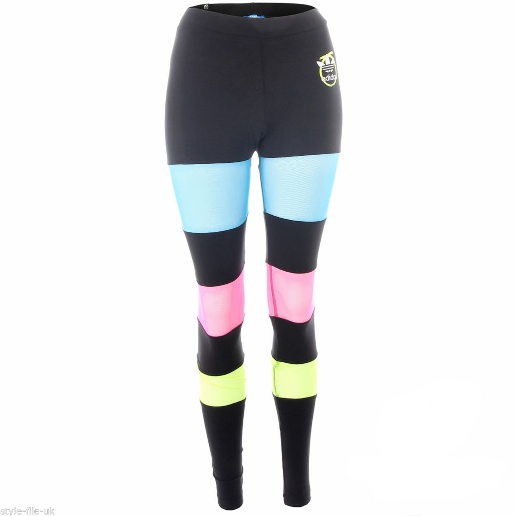 adidas Rita Ora Colour Block Black/Neon Running Fashion Gym Leggings