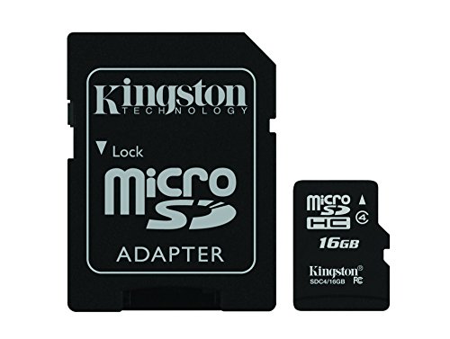 Kingston SDC4/16GB Micro SDHC 16GB bis zu 4MB/s Klasse 4 Speicherkarte (inkl. microSD zu SD Adapter, )