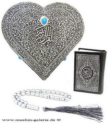 Koran Quran Truhe Herz+Gebetskette *Islam Allah hijab Arabisch Takschita Abaya* 