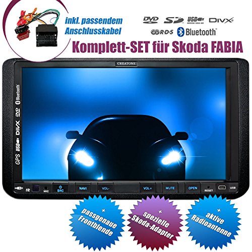 2DIN Autoradio CREATONE CTN-9268D56 für Skoda Fabia (2007 - 2014) mit GPS Navigation, Bluetooth, Touchscreen, DVD-Player und USB/SD-Funktion