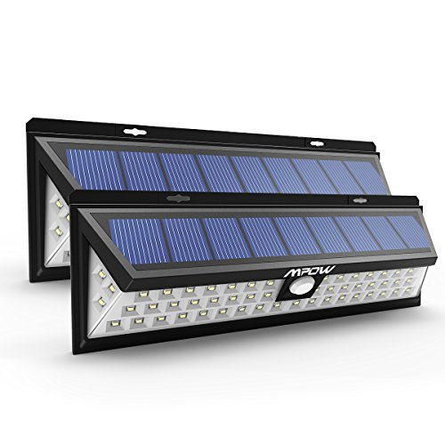 Mpow 2 Stück 54 LED Solarleuchte Außen Wasserdichte Solar Betriebene Lampe mit 120° Weitwinkel Bewegungs Sensor Solar für Garten, Terrasse, Wegbeleuchtung