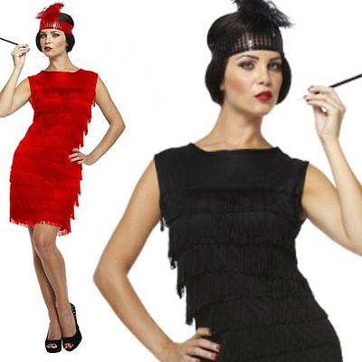 10/12/14 Ladies Black Red Flapper Costume Charleston 20s Gatsby Girl Fancy Dress