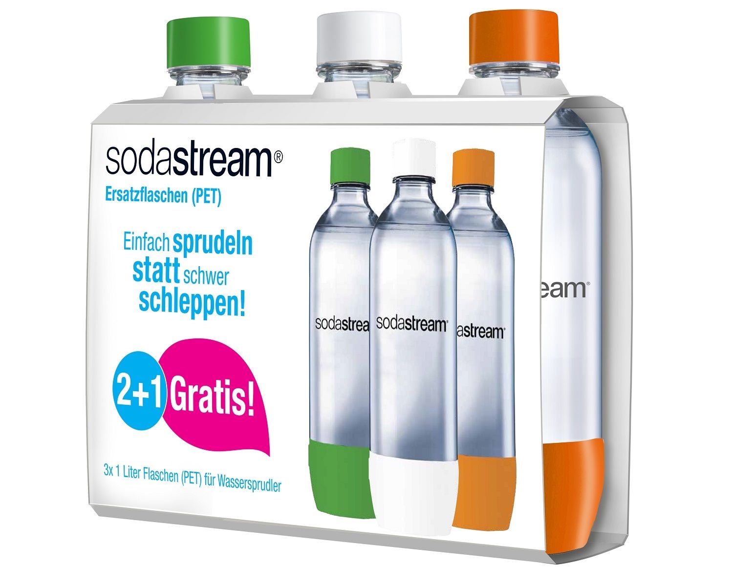 3x Sodastream PET Ersatzflasche 2+1 1L Sprudlerflasche Flasche Wassersprudler