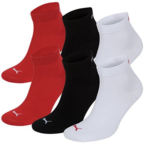 PUMA Unisex Quarters Socken Sportsocken 6er Pack red-white-black / red-white-black 891 - 35/38