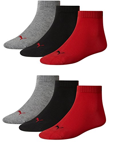6 Paar PUMA Unisex Quarters Socken Sportsocken (Kurzsocken) (47-49, Red/Black)
