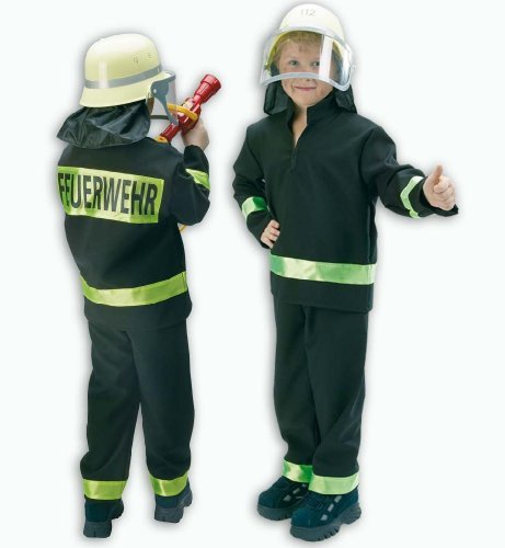 FASCHING 11319 Kinder- Kostüm Feuerwehrmann schwarz 2tlg., Feuerwehr: Größe: 104