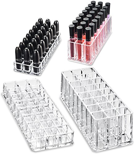 (Begrenzte Angebot Geschenk-Set) Acryl Lipstick & Acryl Lip Gloss Organizer & Beauty Care Halter Geschenk-Set bietet 24 Speicherplatz pro Organizer (48 Space Storage) VonAlegory (Clear)