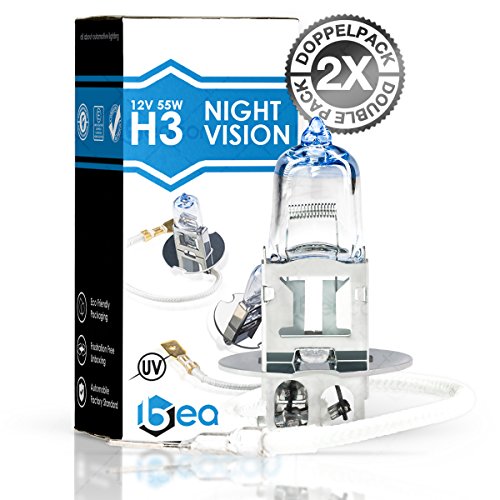 Beacon H3 Night Vision Scheinwerferlampe - Höchste Sicherheit bei Nebel, Regen, Schnee und nasser Fahrbahn - Passt in alle PKW mit H3 Lampen PK22s Sockel (12V 55W) für Abblendlicht und Fernlicht inkl. Straßenzulassung im eco-freundlichen Doppelpack (2 Stü