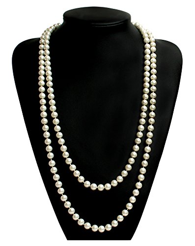 Babeyond® ART DECO Art und Weisefaux Perlen Prallplatten Korn Block lange Perlen Halskette 55