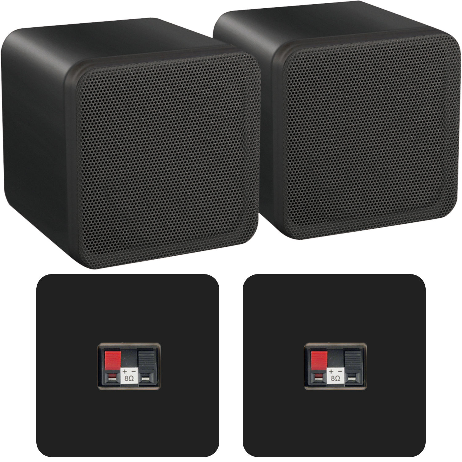 Pair of 4” ABS Bookshelf Speakers–80W 8Ohm–Black HiFi Surround Sound Home Cinema