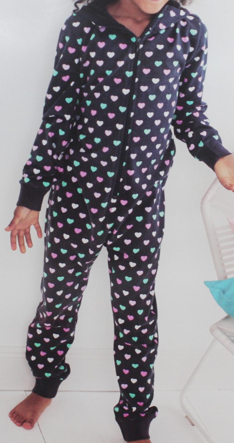 Kinder Jumpsuit mit Kapuze Schlafanzug Pijama  gr 158/164