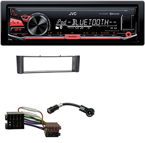 JVC KD-X330BT MP3 USB Bluetooth AUX Autoradio für Smart ForTwo (450) ohne Metallschacht grau