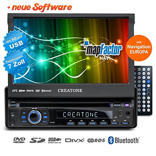 1DIN Autoradio CREATONE CTN-8422D26b mit GPS Navigation, Bluetooth, DVD-Player, Touchscreen und USB/SD-Funktion